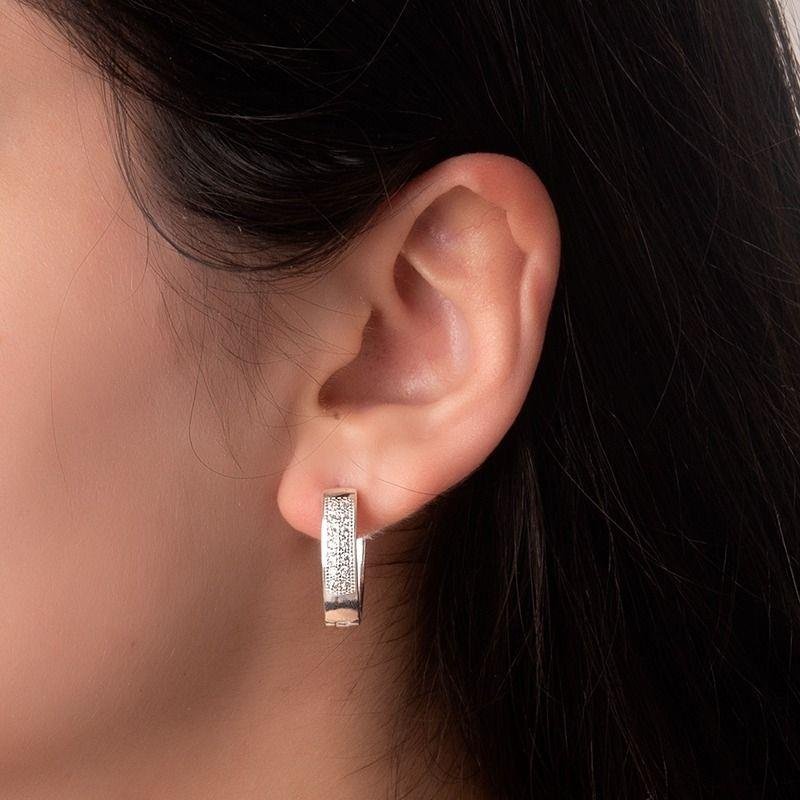 Argola Click Micro Zircônias Prata 925