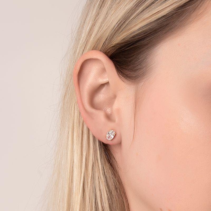 Brinco Zircônia Oval Banhado a Ouro 18k