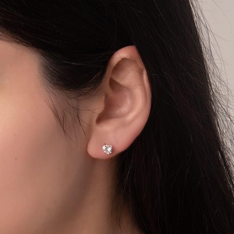 Brinco Zircônia Coração Prata 925