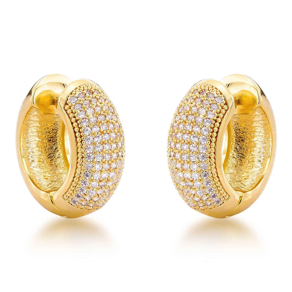 Argola Micros Zircônias Banhado a Ouro 18k