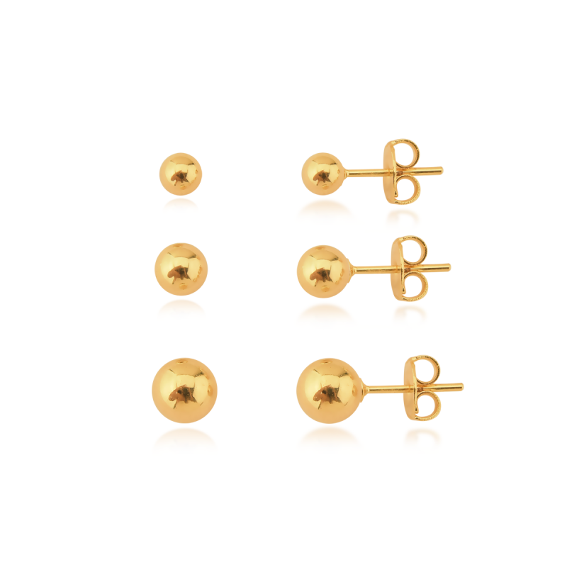 Trio Bolinhas Banhado a Ouro 18k