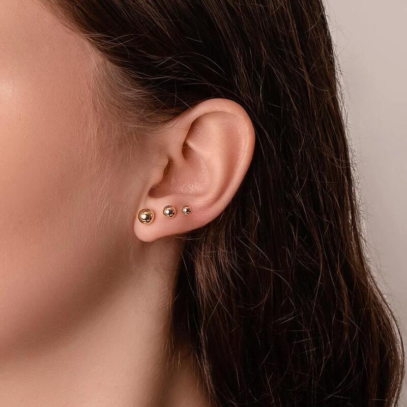 Trio Bolinhas Banhado a Ouro 18k