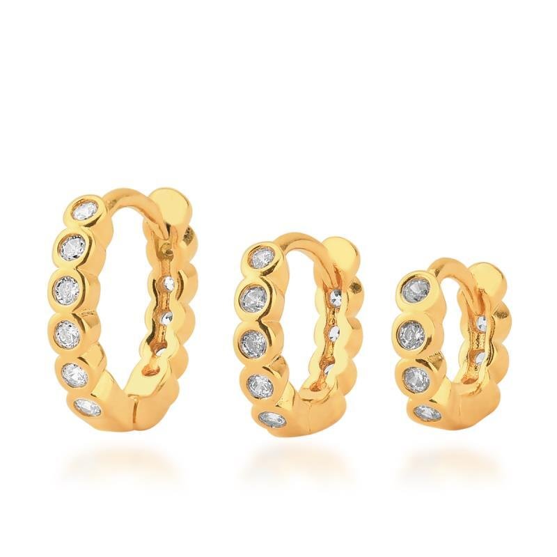 Trio Argolinhas Micro Zircônias Banhado a Ouro 18k