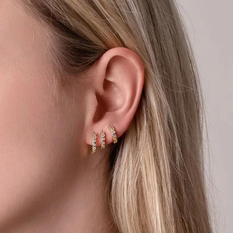 Trio Argolinhas Micro Zircônias Banhado a Ouro 18k
