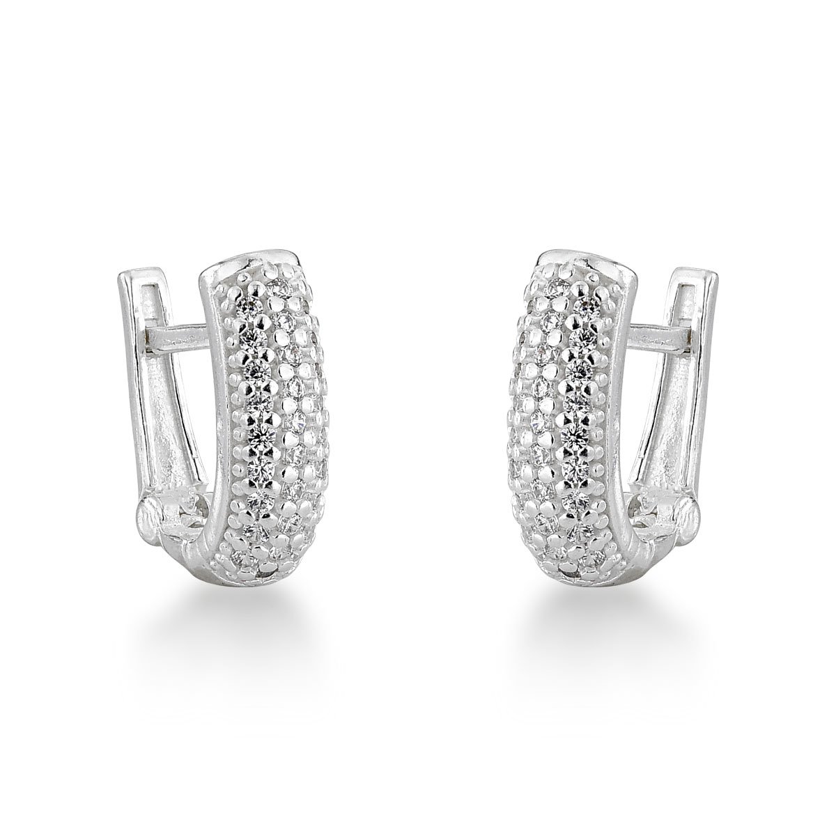 Argola Click Micros Zircônias Prata 925