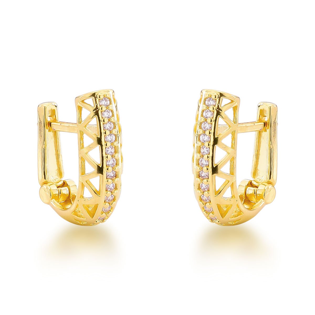 Argola Vazada Zircônias Banhado a Ouro 18k