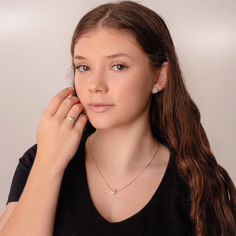 Brinco Zircônia Cristal Banhado a Ouro 18k