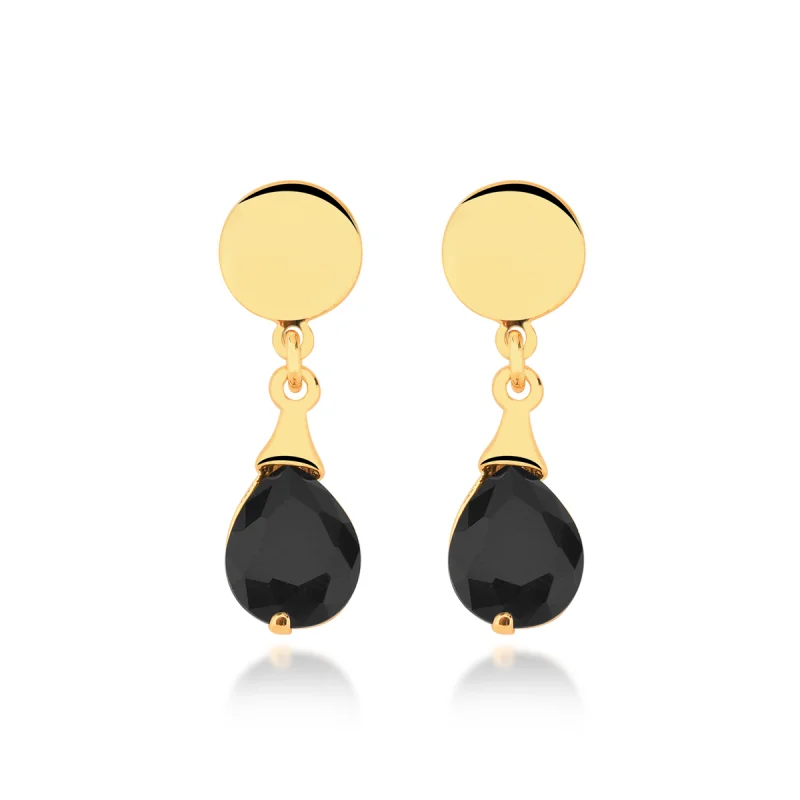 Brinco Gota Negra Banhado a Ouro 18k