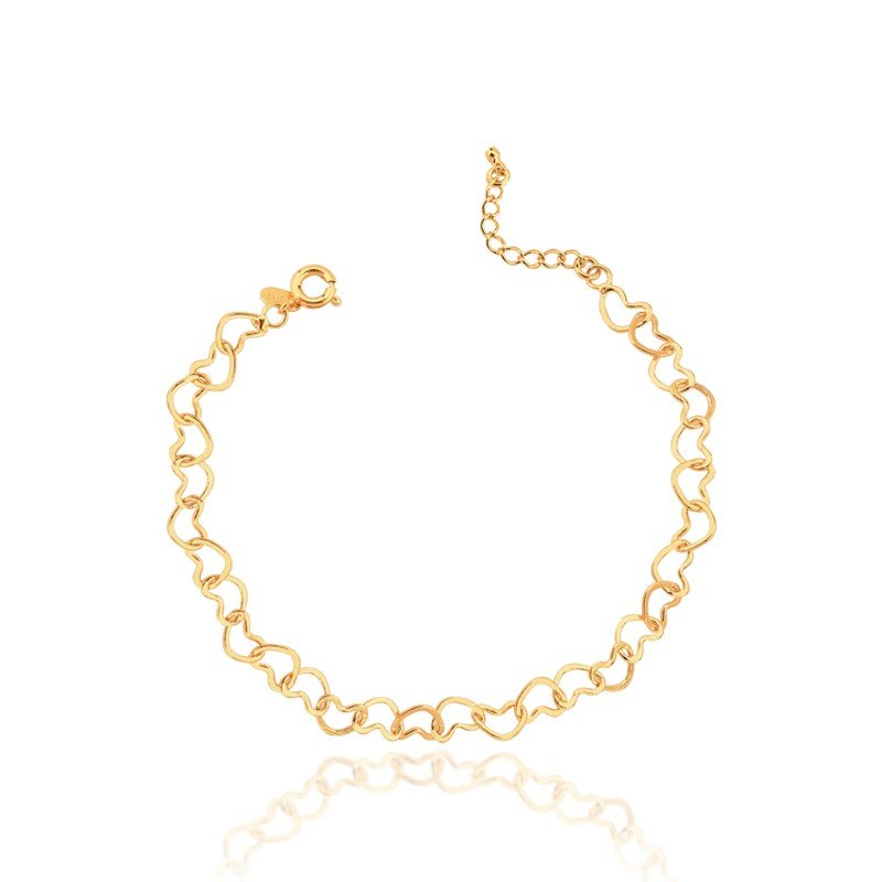Pulseira Corações Banhado a Ouro 18k