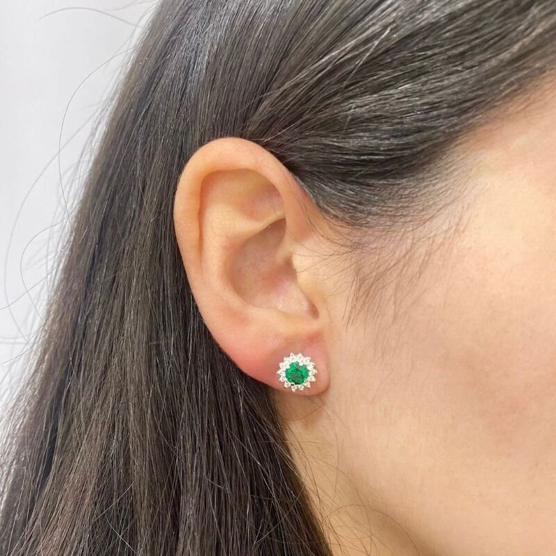 Brinco Zircônia Esmeralda Prata 925