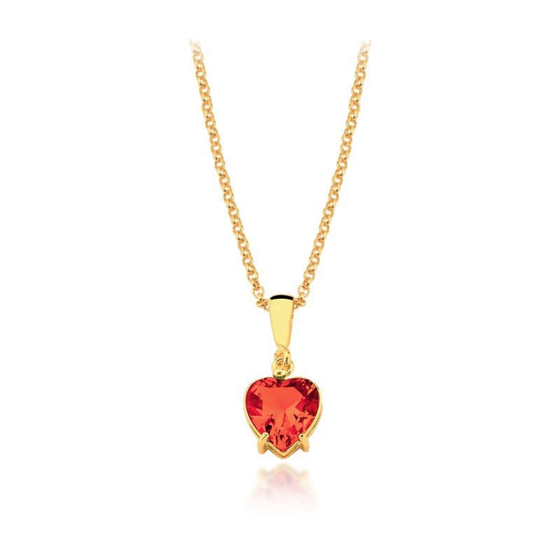 Gargantilha Coração Rosa Banhado a Ouro 18k
