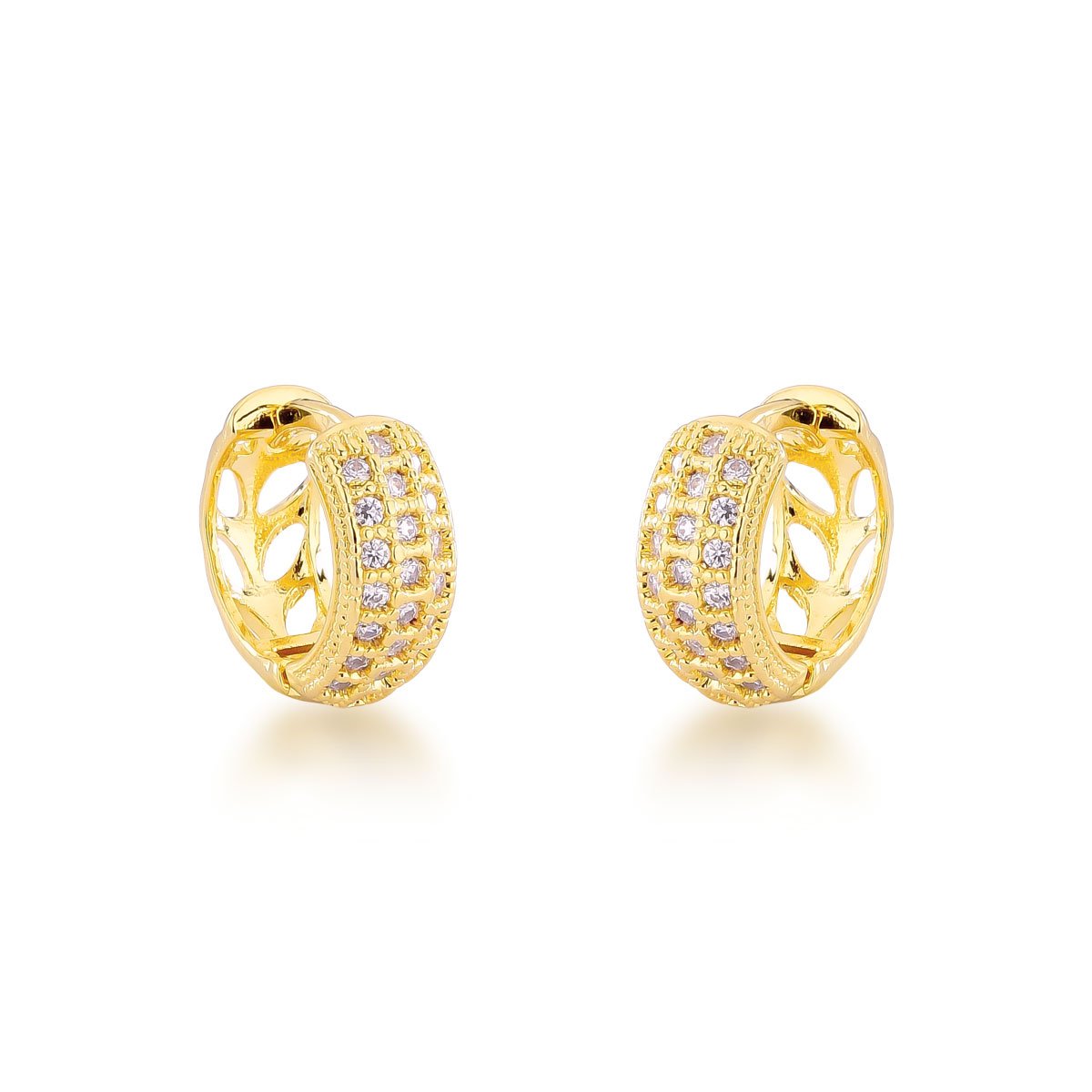 Argola Micros Zircônias Banhado a Ouro 18k