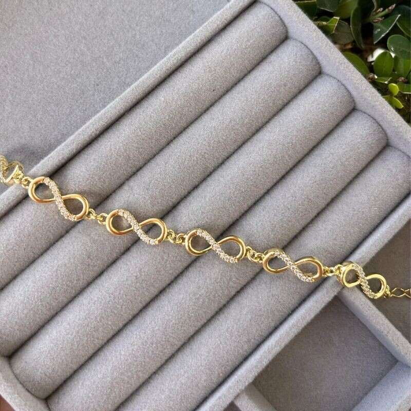 Pulseira Infinitos Banhado a Ouro 18k