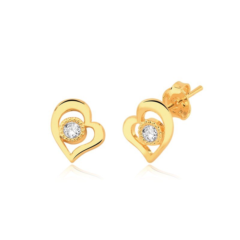 Brinco Coração Banhado a Ouro 18k