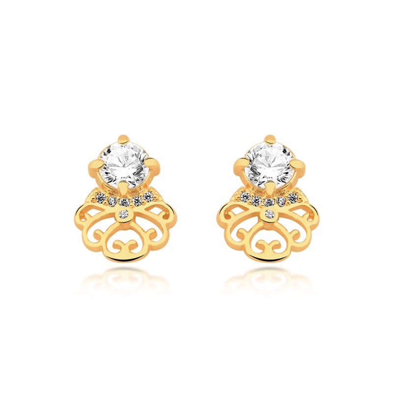 Brinco Zircônia e Micro Zircônias Banhado a Ouro 18k