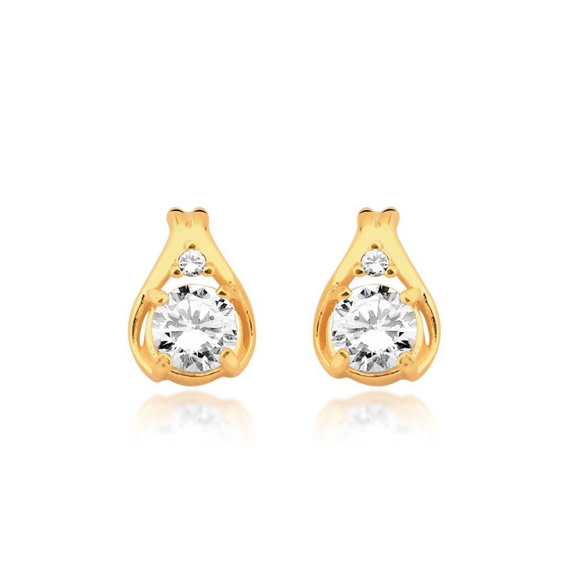 Brinco Zircônia e Micro Zircônia Banhado a Ouro 18k