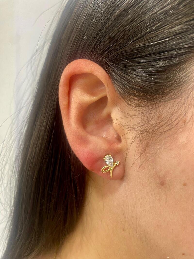 Brinco Libélula Banhado a Ouro 18k