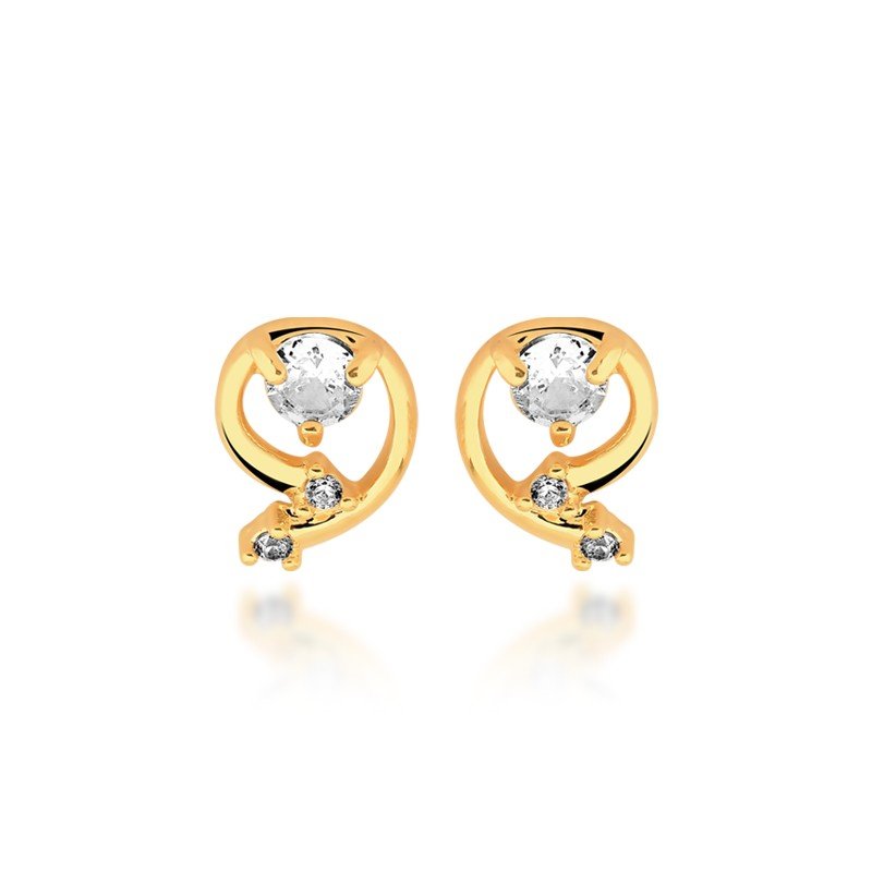 Brinco Zircônia e Micro Zircônia Banhado a Ouro 18k