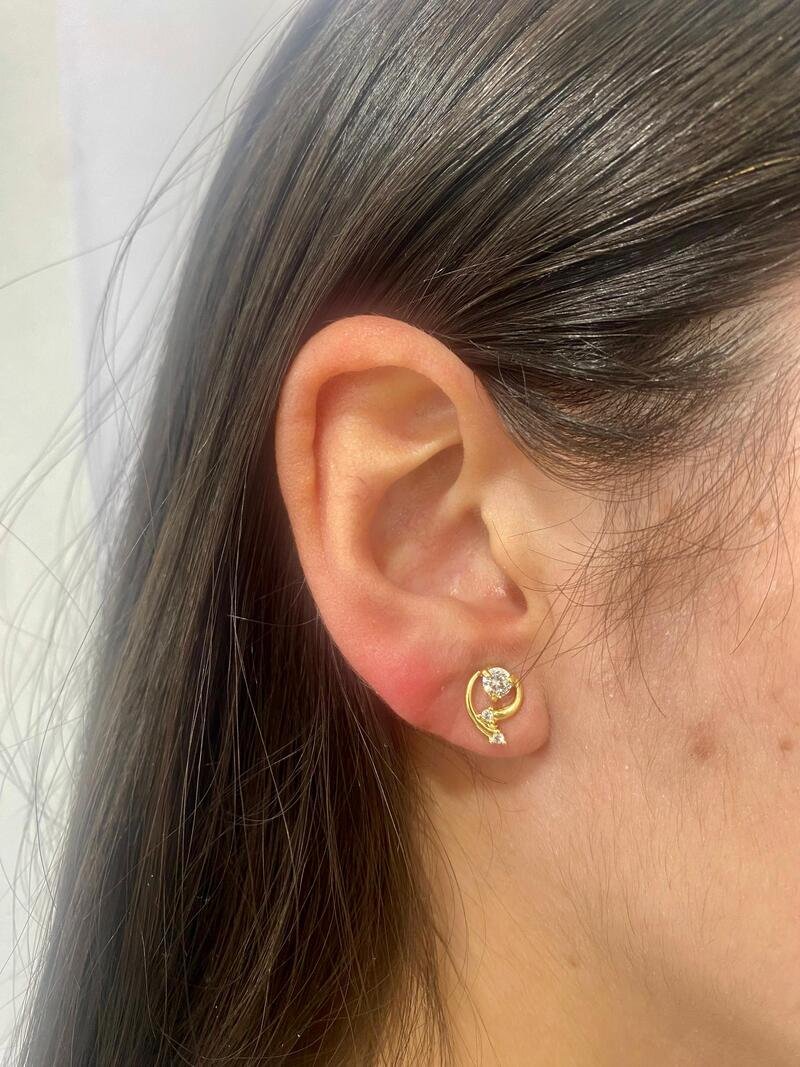 Brinco Zircônia e Micro Zircônia Banhado a Ouro 18k