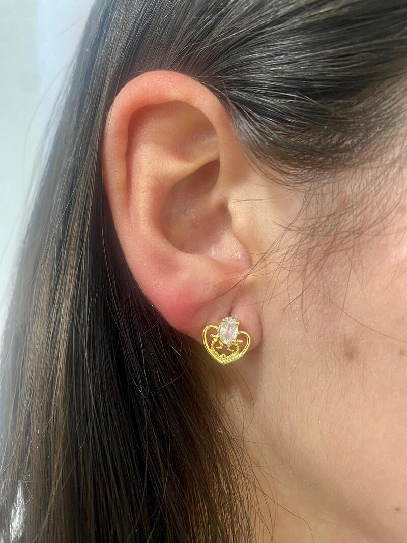 Brinco Coração Banhado a Ouro 18k