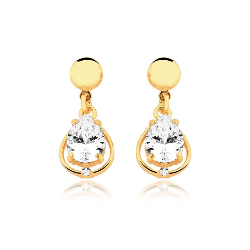 Brinco Zircônia e Micro Zircônia Banhado a Ouro 18k
