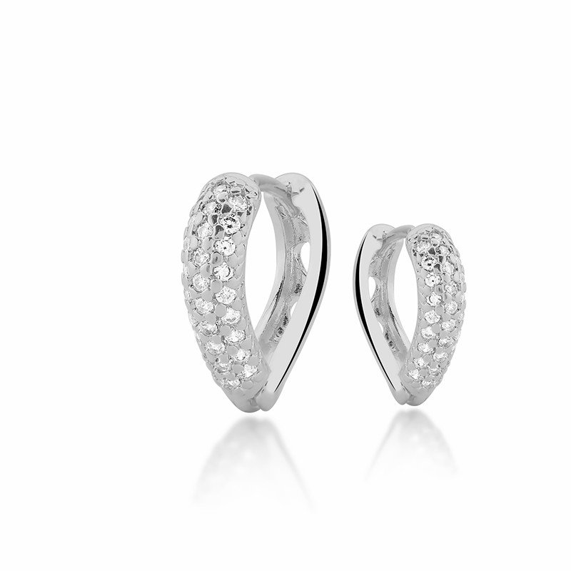 Argola Click Micro Zircônias Prata 925