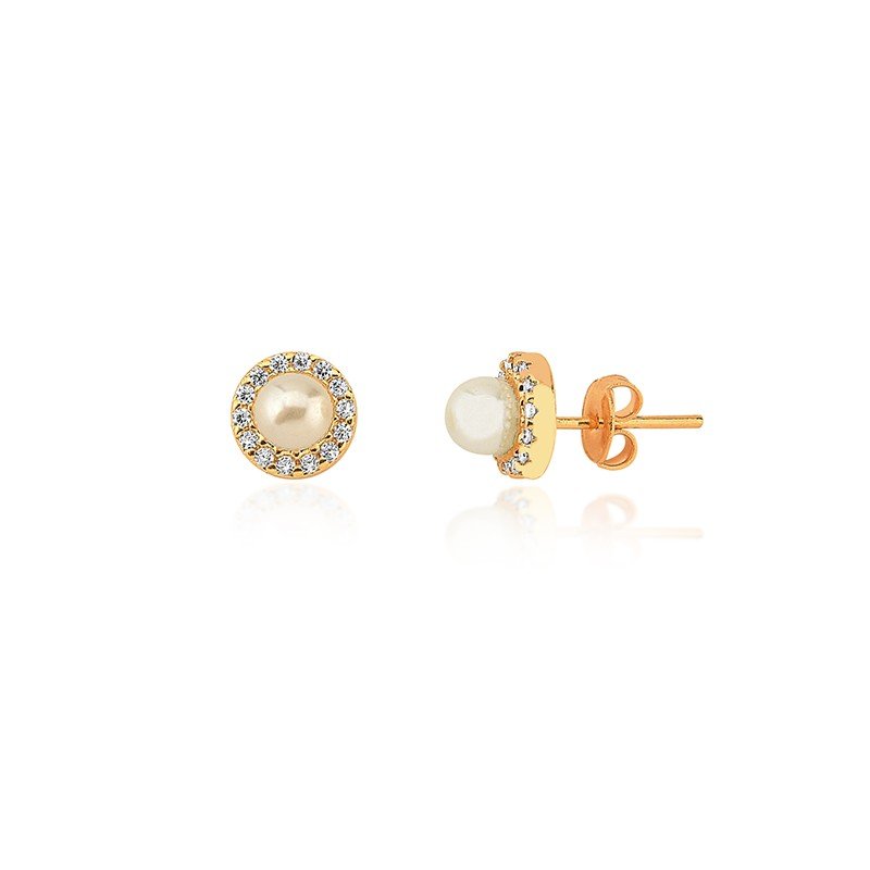 Brinco Pérola Banhado a Ouro 18k