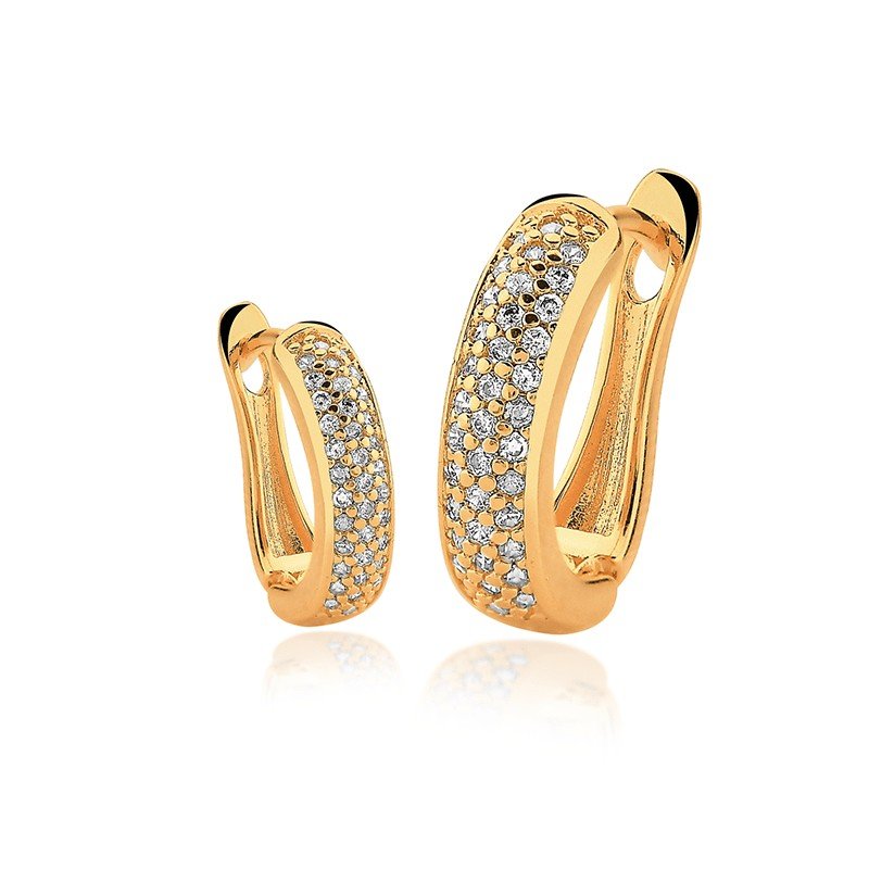 Argola Click Micro Zircônias Banhado a Ouro 18k