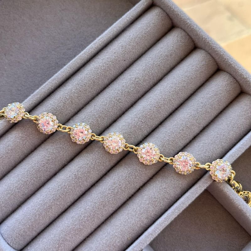 Pulseira Zircônias Banhado a Ouro 18k