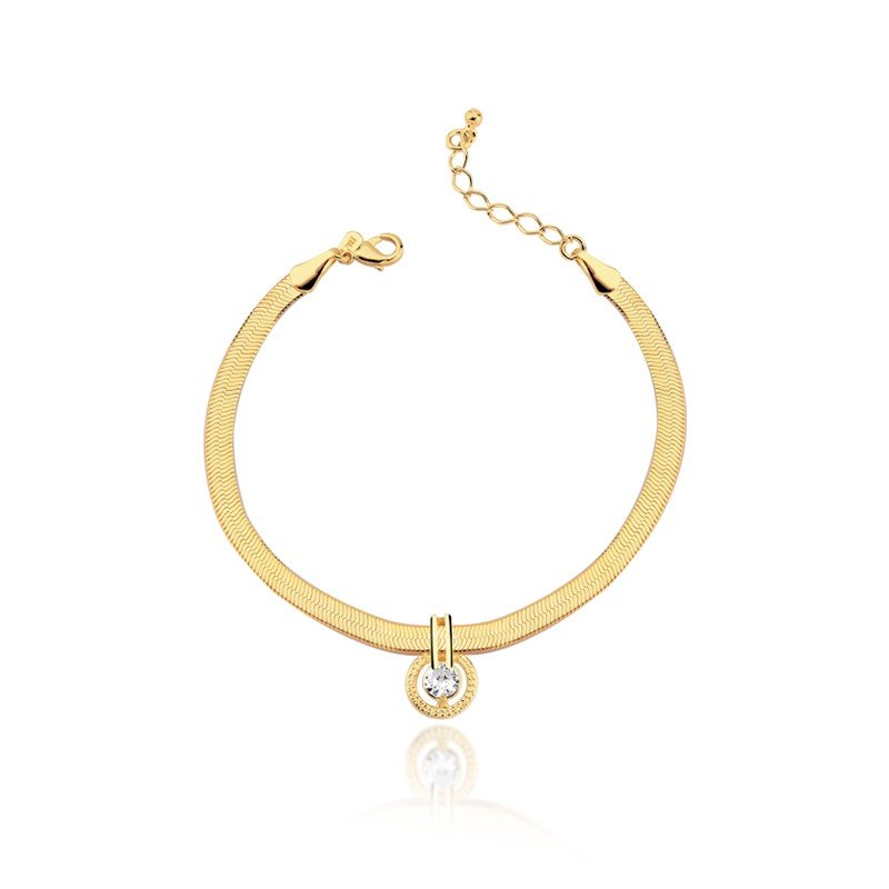 Pulseira Fita Laminada Ponto de Luz Banhado a Ouro 18k