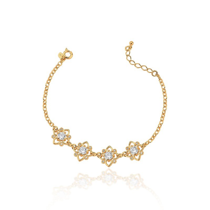 Pulseira Flores Banhado a Ouro 18k