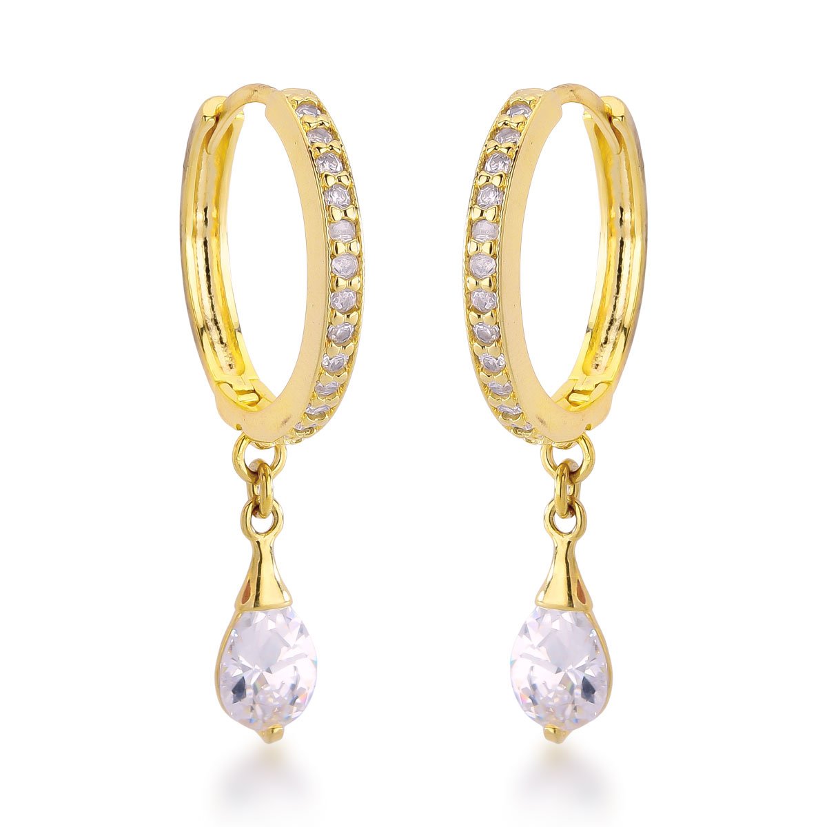 Argola Zircônias Banhado a Ouro 18k