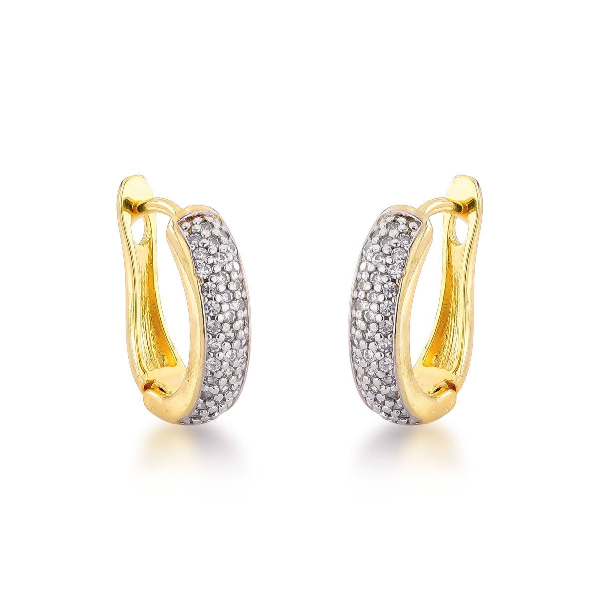 Argola Micro Zircônias Banhado a Ouro 18k