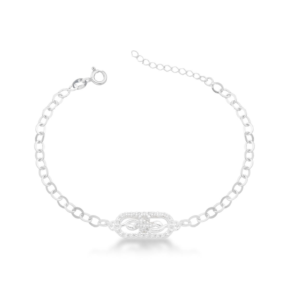 Pulseira Chapa Micros Zircônias Prata 925