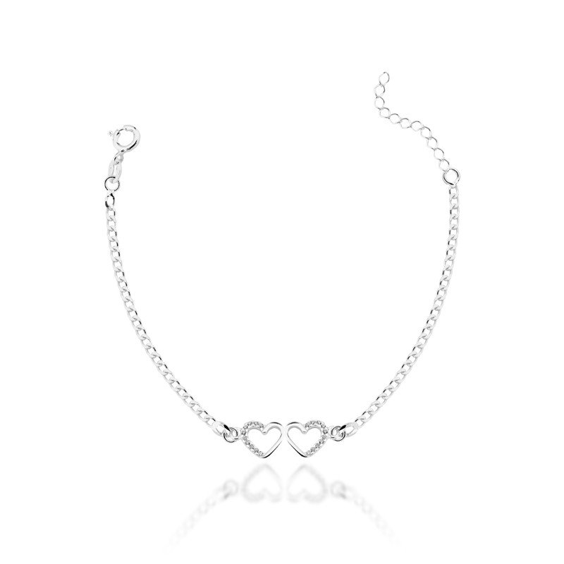Pulseira Dois Corações Prata 925