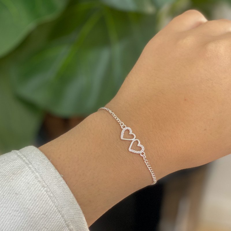 Pulseira Dois Corações Prata 925