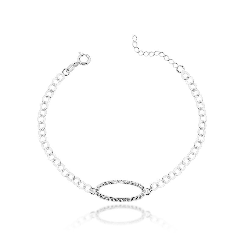 Pulseira Chapa Micro Zircônias Prata 925