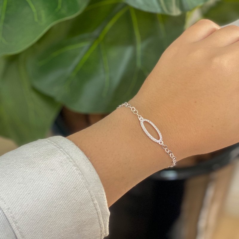 Pulseira Chapa Micro Zircônias Prata 925