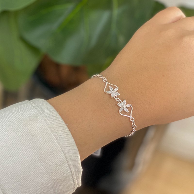 Pulseira Flores Prata 925