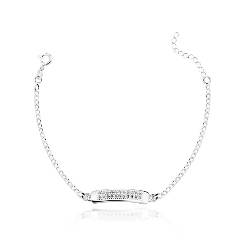 Pulseira Chapa Micro Zircônias Prata 925
