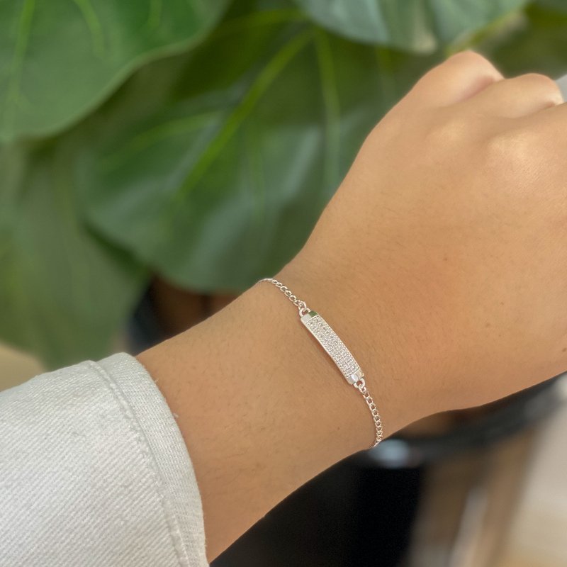Pulseira Chapa Micro Zircônias Prata 925