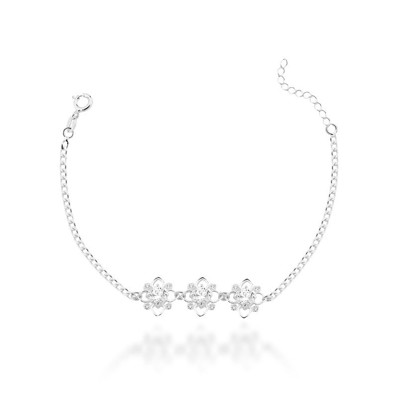 Pulseira Flores Prata 925