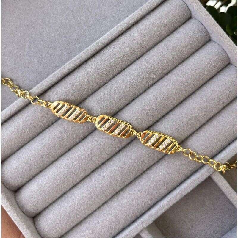 Pulseira Chapas Vazadas Banhado a Ouro 18k