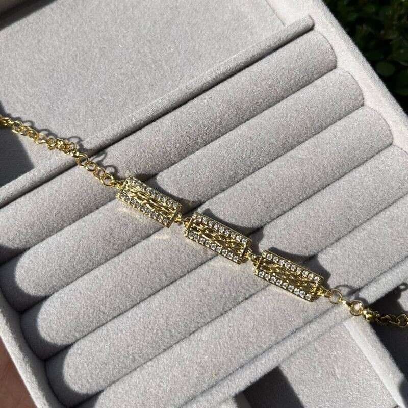 Pulseira Chapas Estampadas Banhado a Ouro 18k