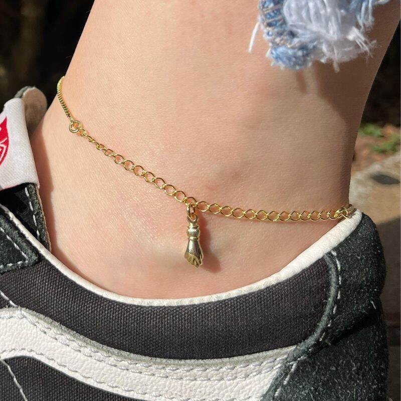 Tornozeleira Figa Banhado a Ouro 18k