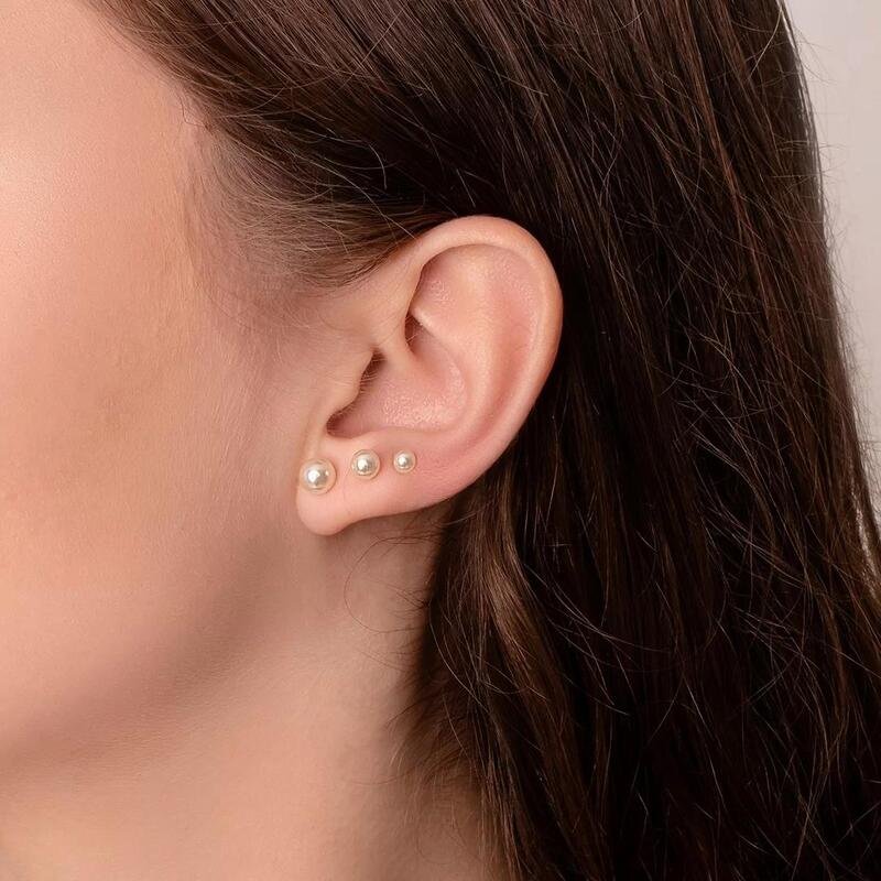 Trio Pérolas Sintéticas Banhado a Ouro 18k