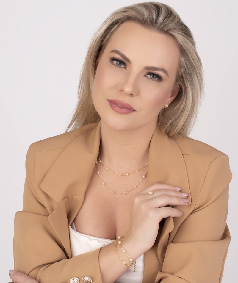 Pulseira Pérolas e Corações Banhado a Ouro 18k