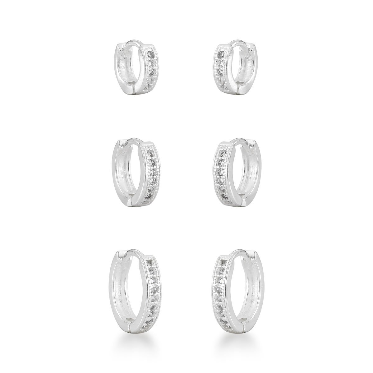 Trio Argolas Micros Zircônias Prata 925