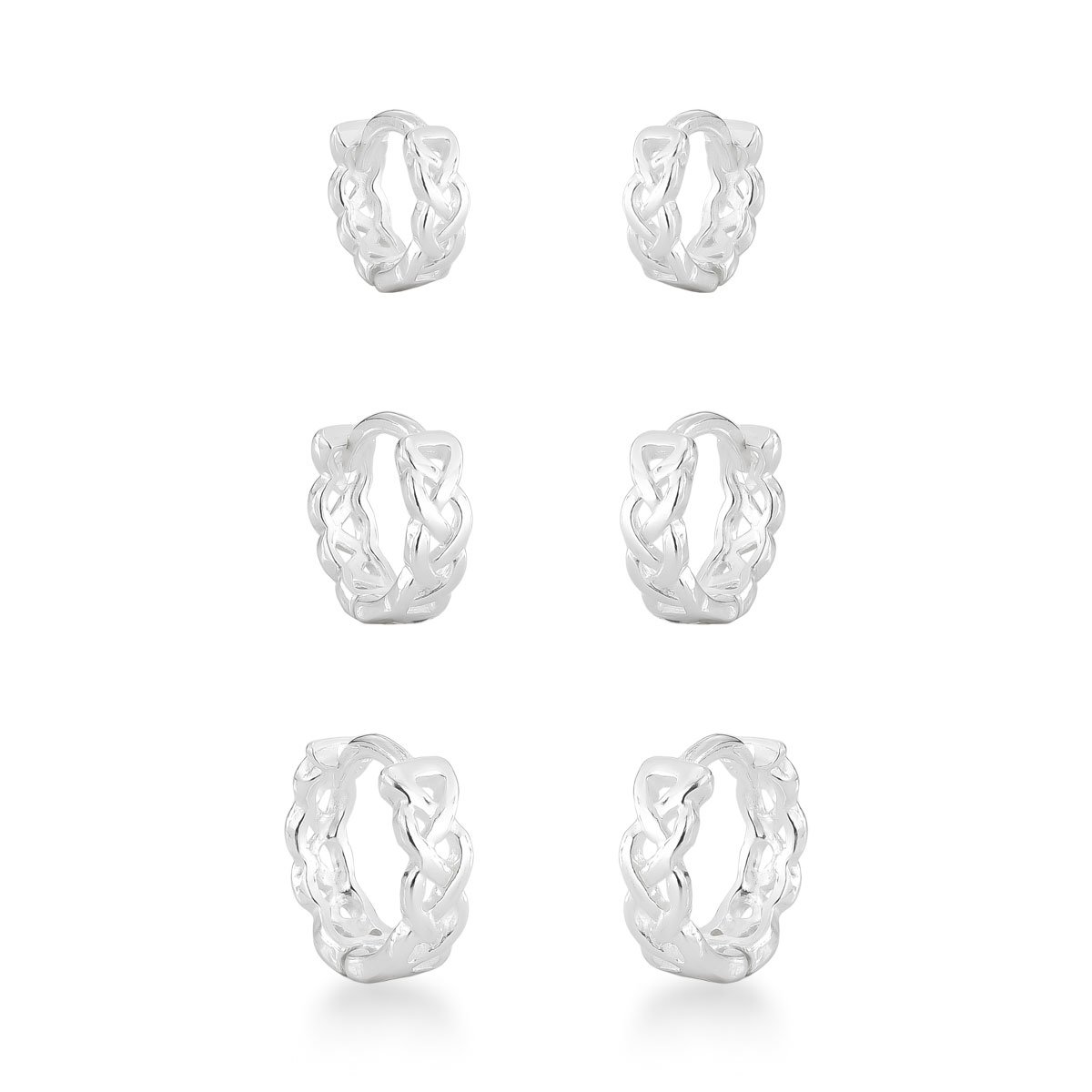 Trio Argolas Vazadas Prata 925