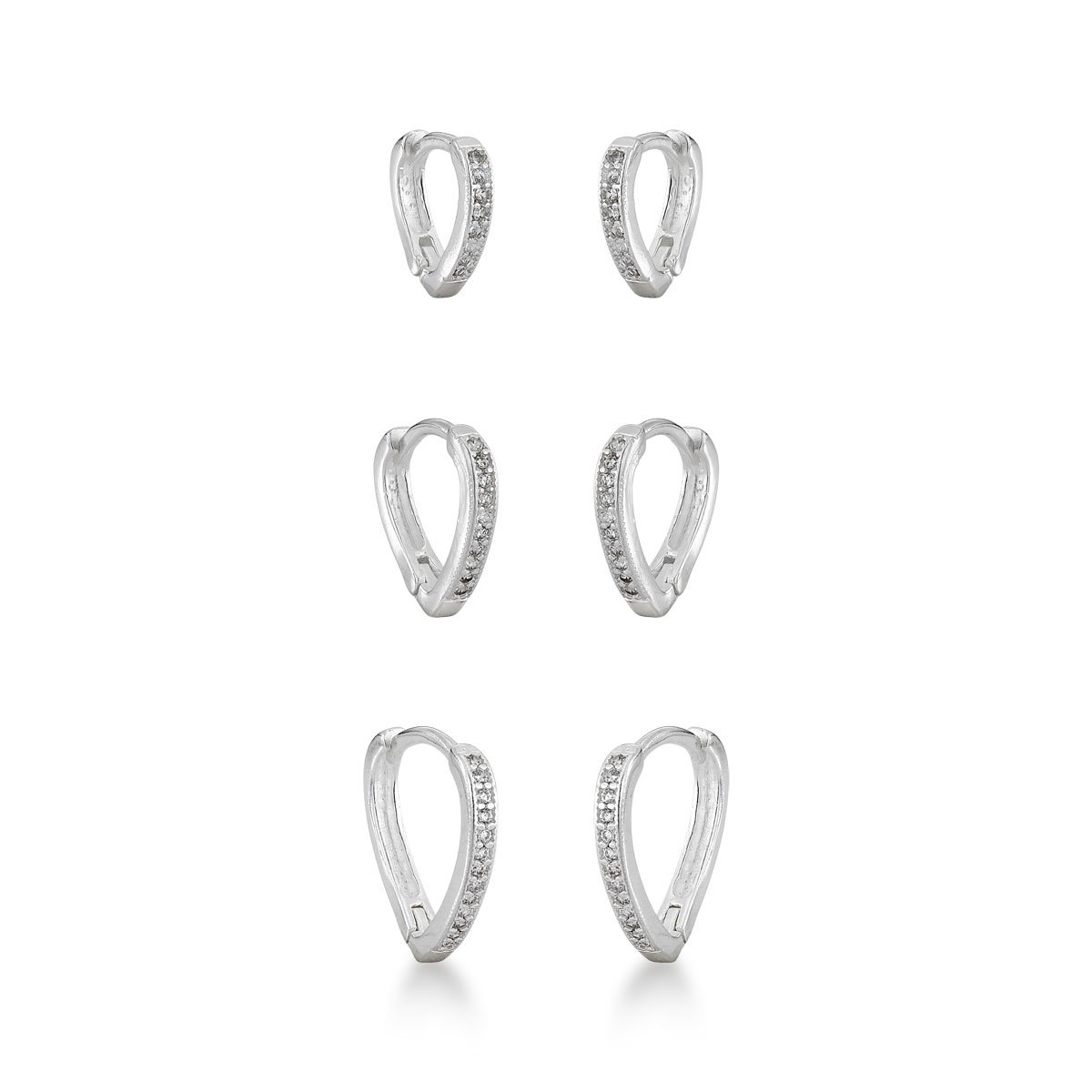 Trio Argolas Micros Zircônias Prata 925